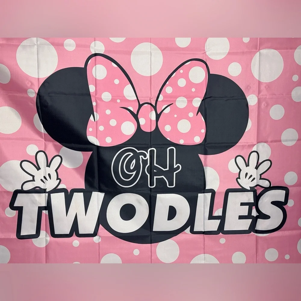 Minnie Mouse Theme “Oh Twodles” Backdrop Banner 6x4Ft. With 4 Grommets